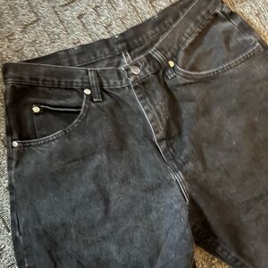Vintage Custom Denim Wrangler 34x30 Faded Black Relaxed Fit Straight Tapered Leg